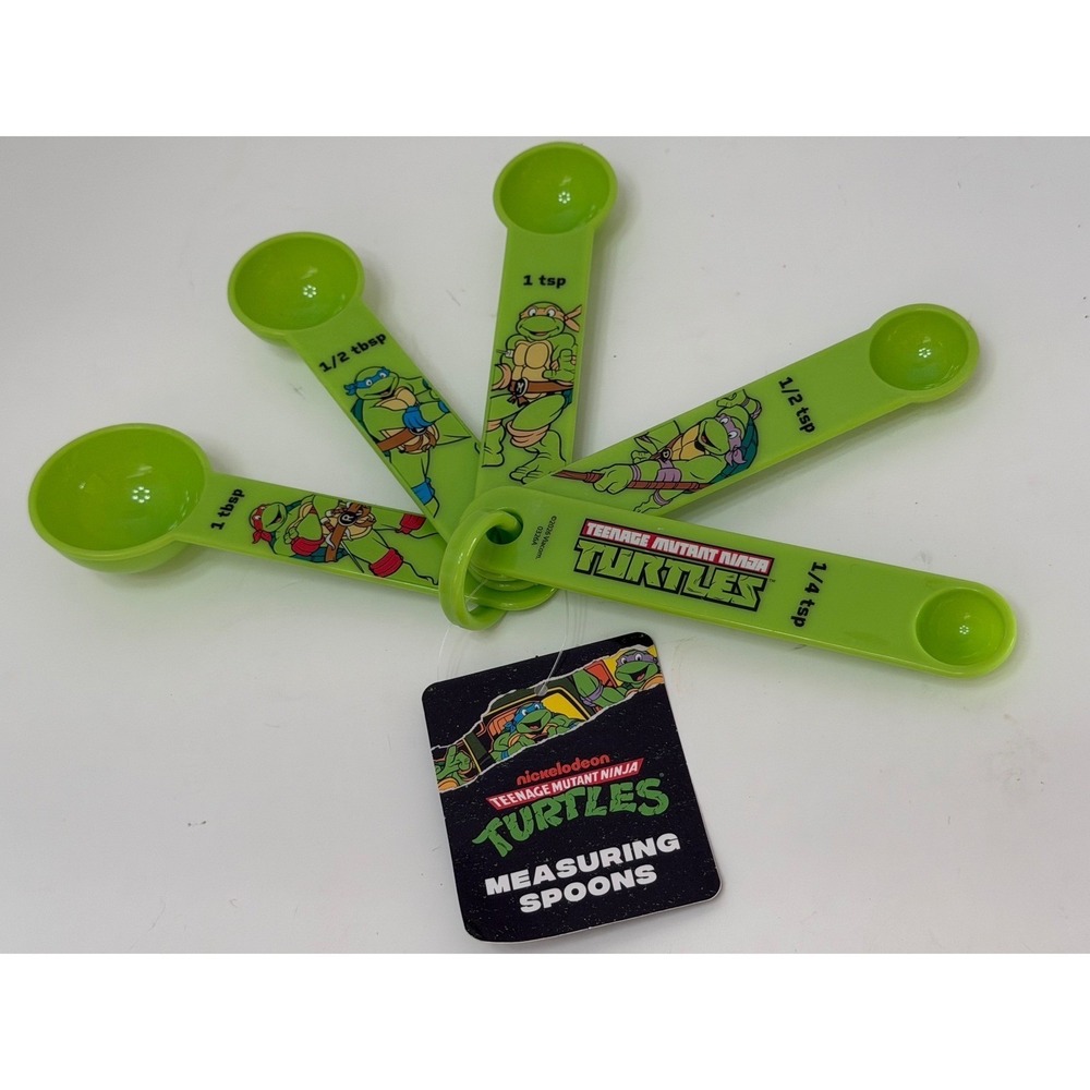 Nickelodeon Teenage Mutant Ninja Turtles Measuring Spoons 5pc Set Green TMNT New